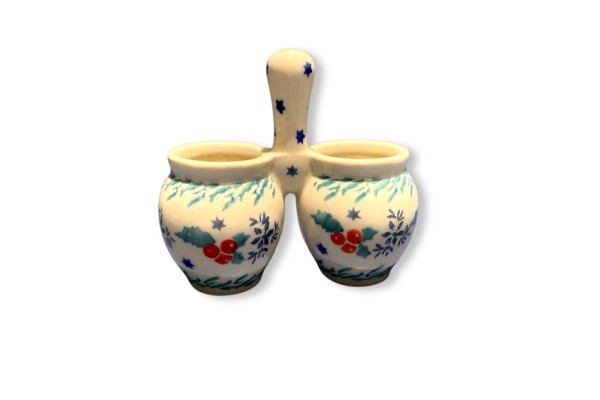 850 Bunzlau dubbel potje met handvat 2973 Kerst